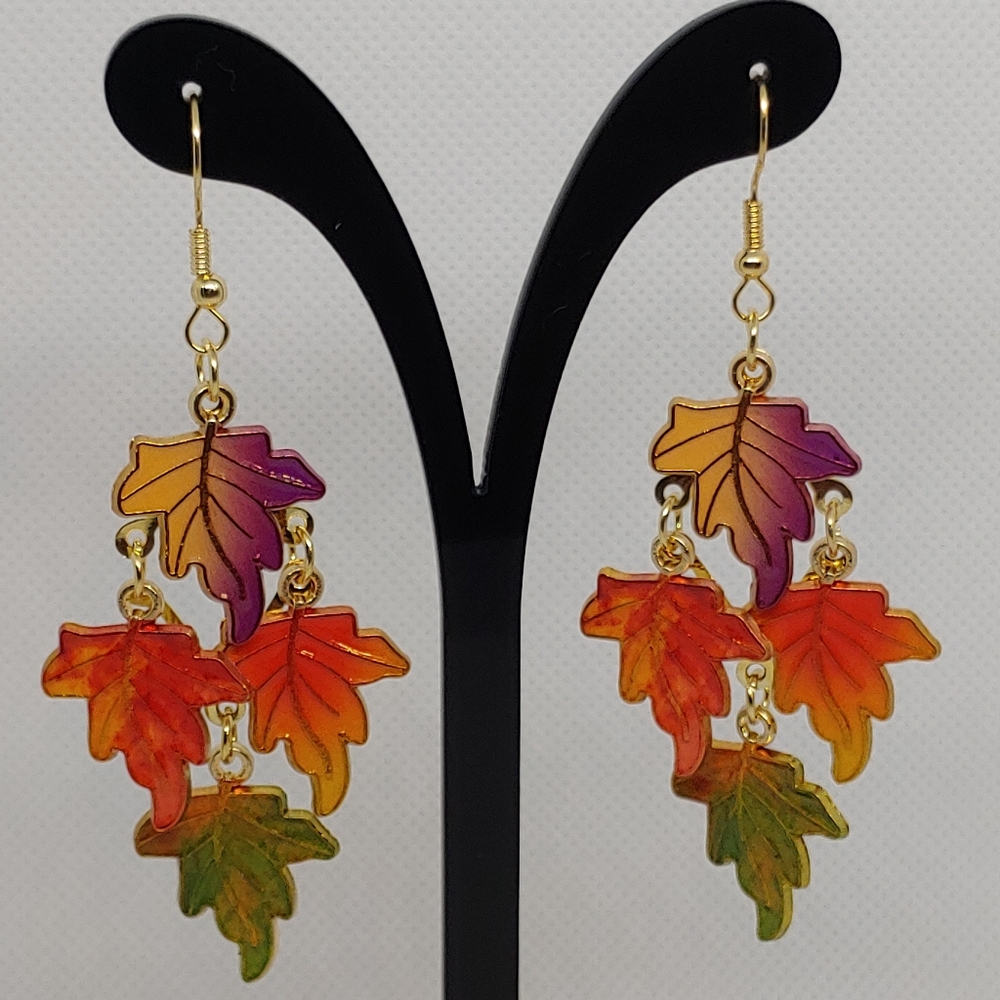 Autumn leaves chandelier earrings